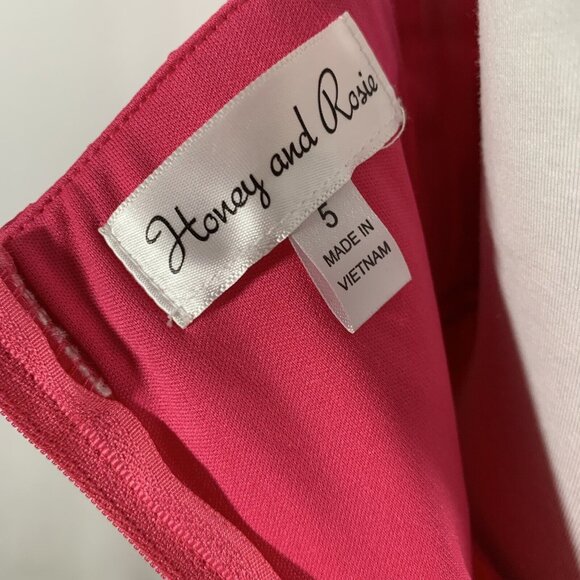 Honey and Rosie Hot Pink Satin V-Neck Fit & Flare Party Dress Sz 5 Cocktail Mini - Picture 10 of 13